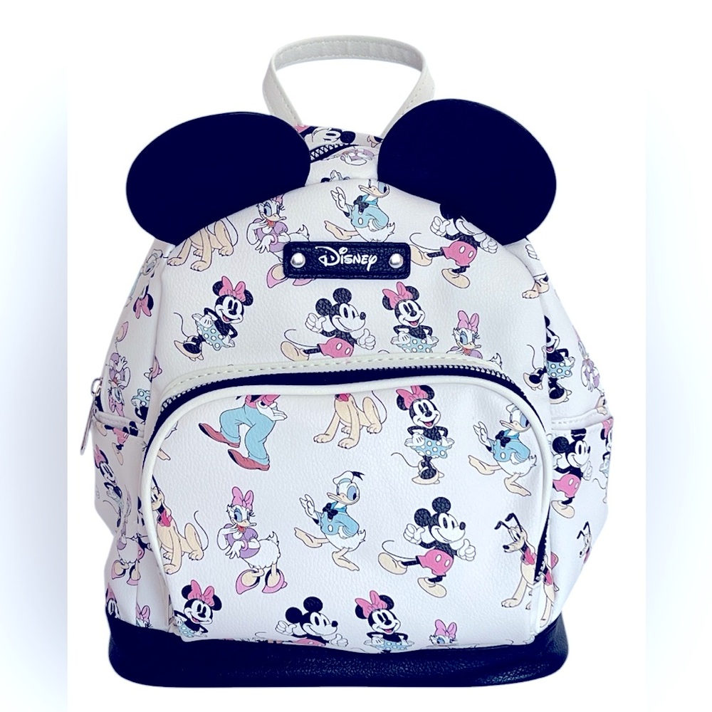Adorable Multicolored Mickey Mouse & Friends Backpack with Iconic Ears.  NWT.